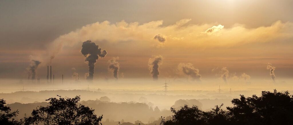 Industry sunrise clouds fog 39553